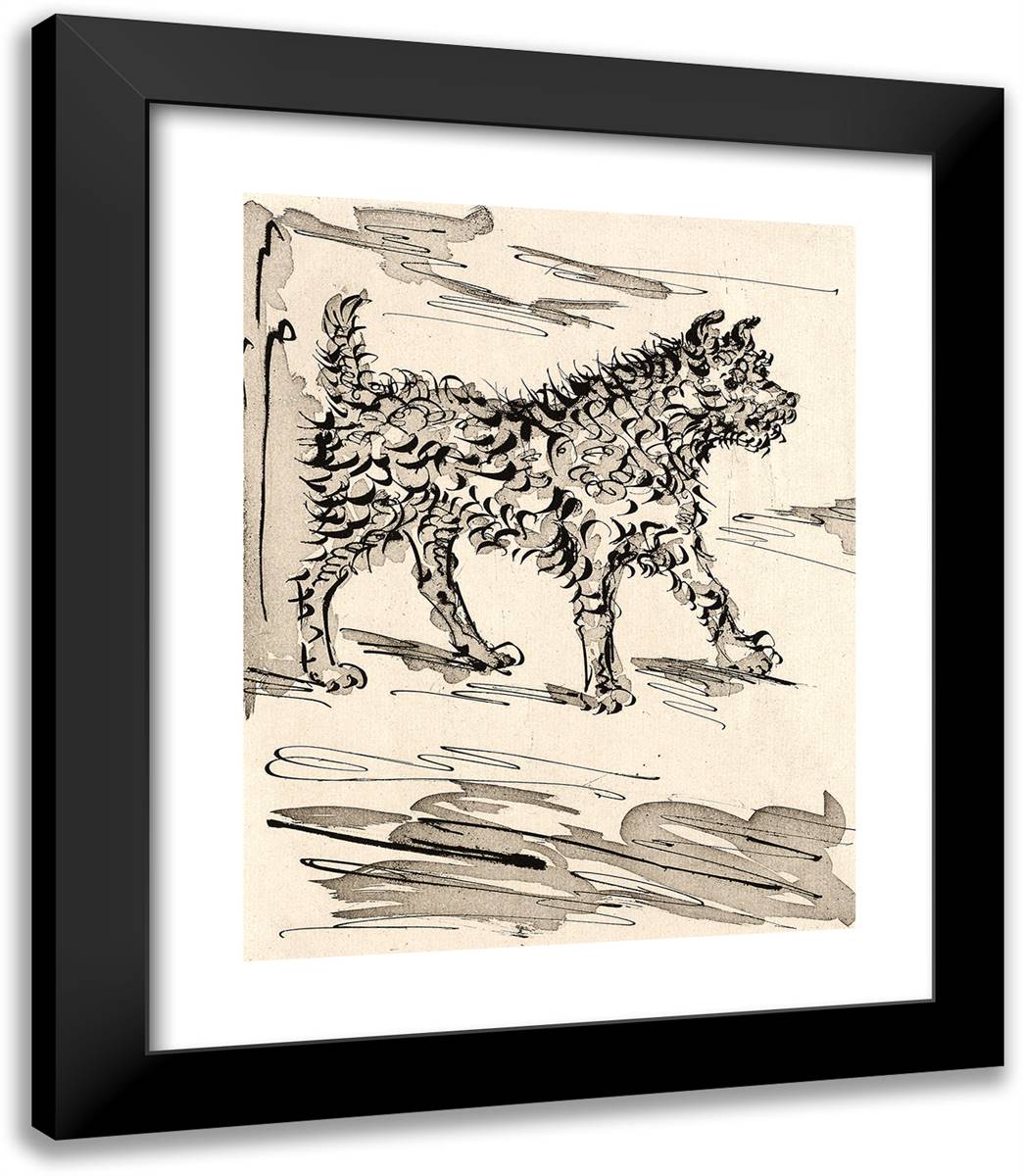 The Dog, from Histoire Naturelle 20x23 Black Modern Wood Framed Art Print Poster by Picasso, Pablo