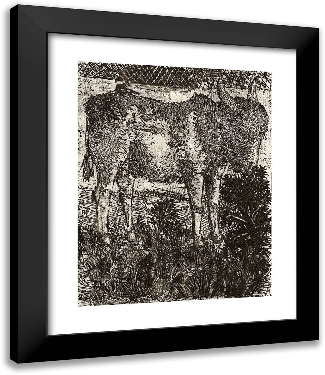 The Donkey, from Histoire Naturelle 20x24 Black Modern Wood Framed Art Print Poster by Picasso, Pablo