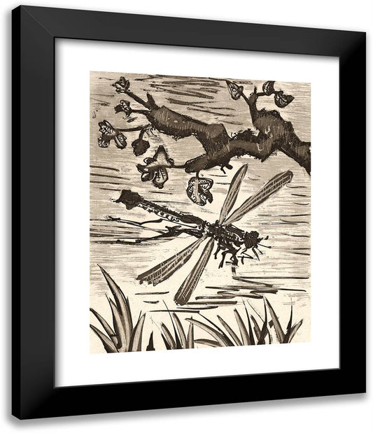 The Dragonfly, from Histoire Naturelle 20x24 Black Modern Wood Framed Art Print Poster by Picasso, Pablo