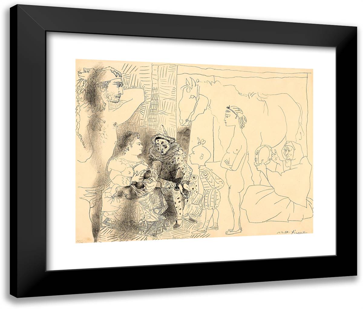 The Family of Saltimbanques 24x20 Black Modern Wood Framed Art Print Poster by Picasso, Pablo