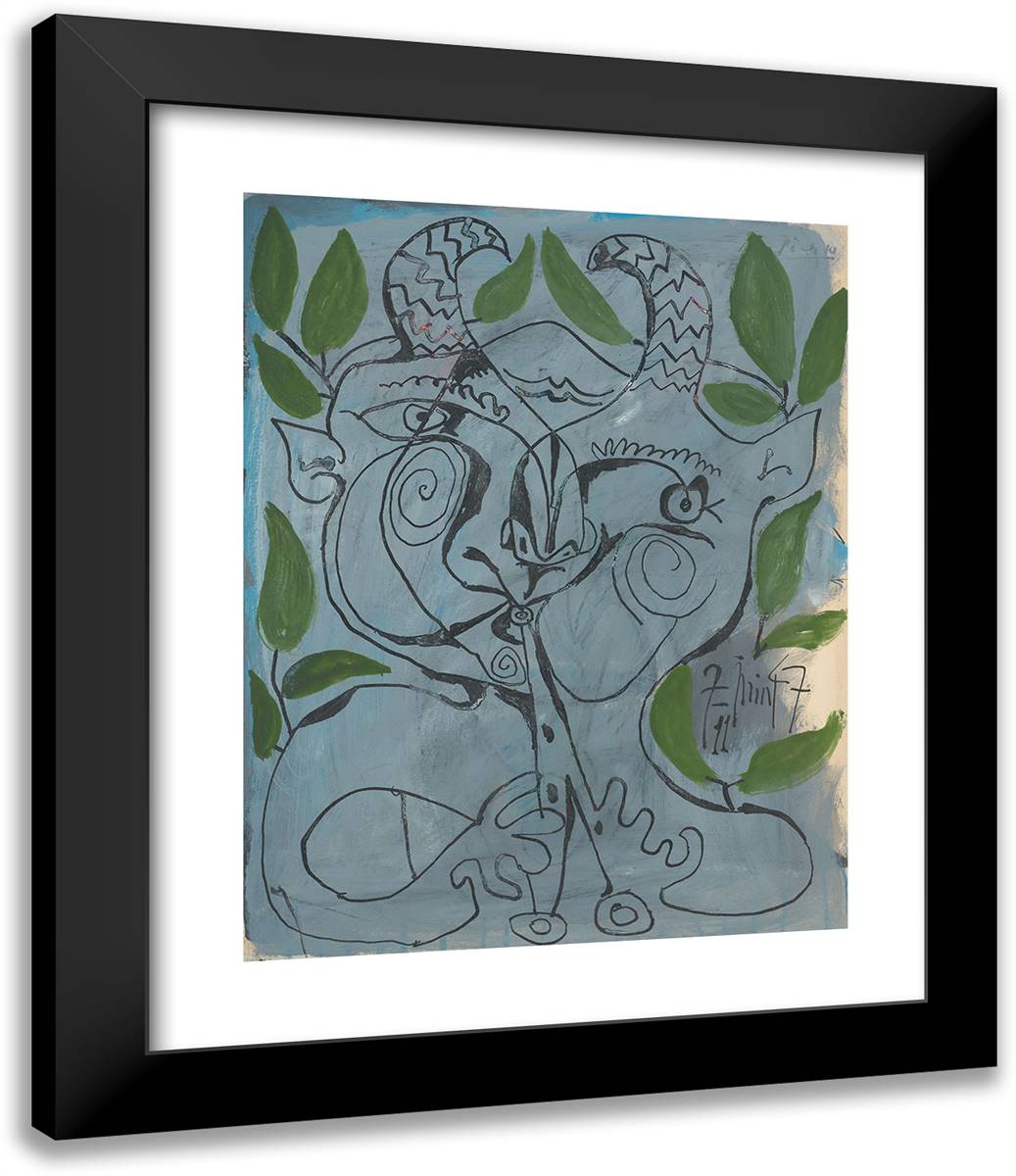 The Faun Musician 20x24 Black Modern Wood Framed Art Print Poster by Picasso, Pablo