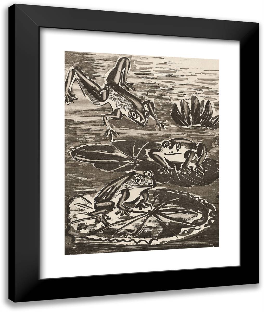 The Frogs, from Histoire Naturelle 20x24 Black Modern Wood Framed Art Print Poster by Picasso, Pablo