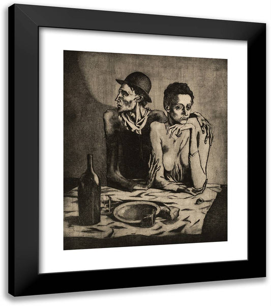 The Frugal Meal, from the Saltimbanques 20x23 Black Modern Wood Framed Art Print Poster by Picasso, Pablo