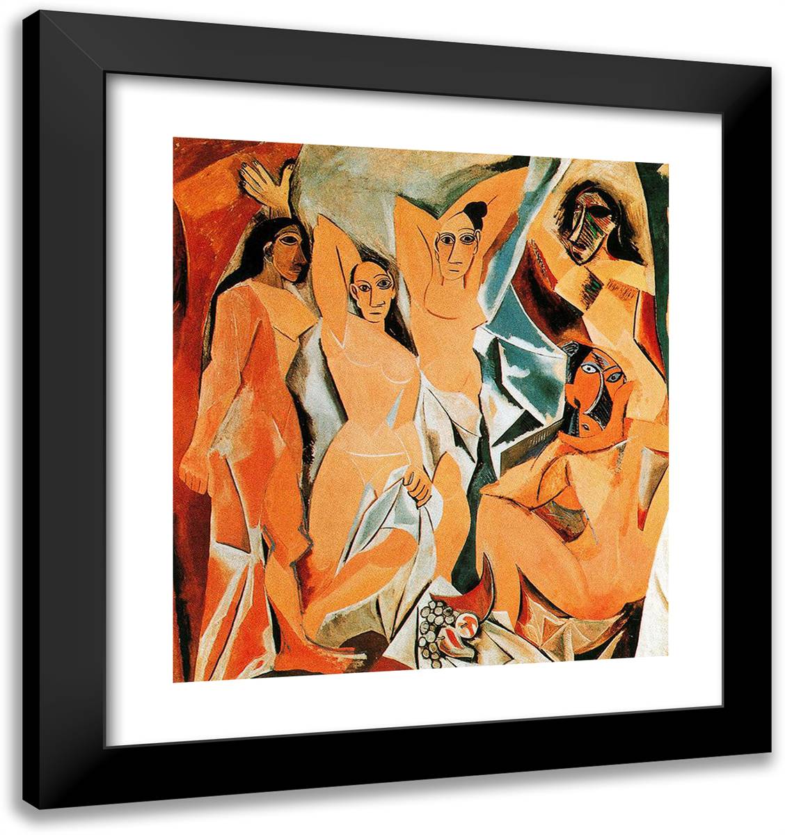 The Girls of Avignon 20x21 Black Modern Wood Framed Art Print Poster by Picasso, Pablo