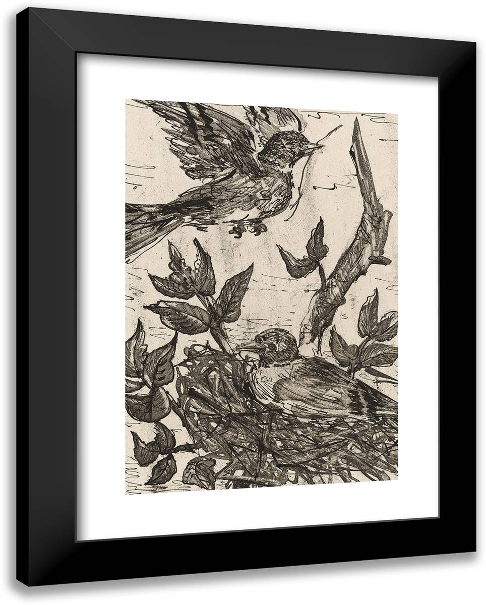 The Goldfinch, from Histoire Naturelle 19x24 Black Modern Wood Framed Art Print Poster by Picasso, Pablo