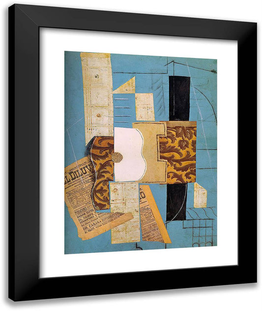 The Guitar 20x24 Black Modern Wood Framed Art Print Poster by Picasso, Pablo