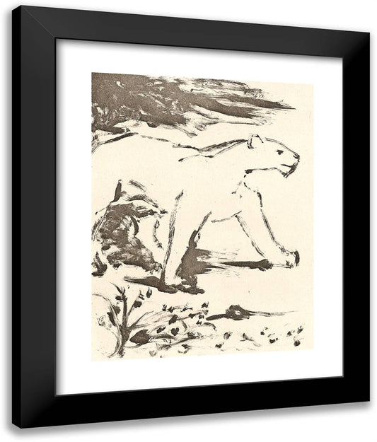 The Lioness, from Histoire Naturelle 20x24 Black Modern Wood Framed Art Print Poster by Picasso, Pablo