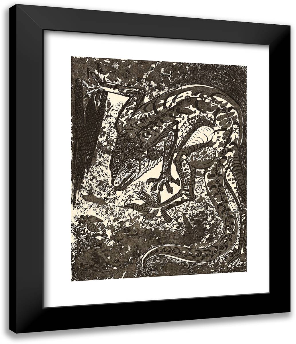 The Lizard, from Histoire Naturelle 20x24 Black Modern Wood Framed Art Print Poster by Picasso, Pablo