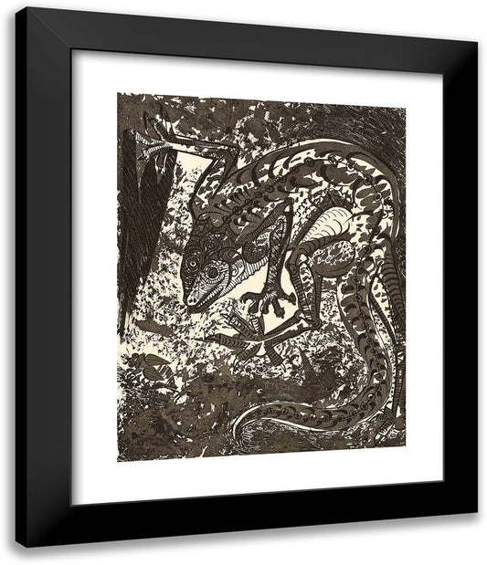 The Lizard, from Histoire Naturelle 20x24 Black Modern Wood Framed Art Print Poster by Picasso, Pablo