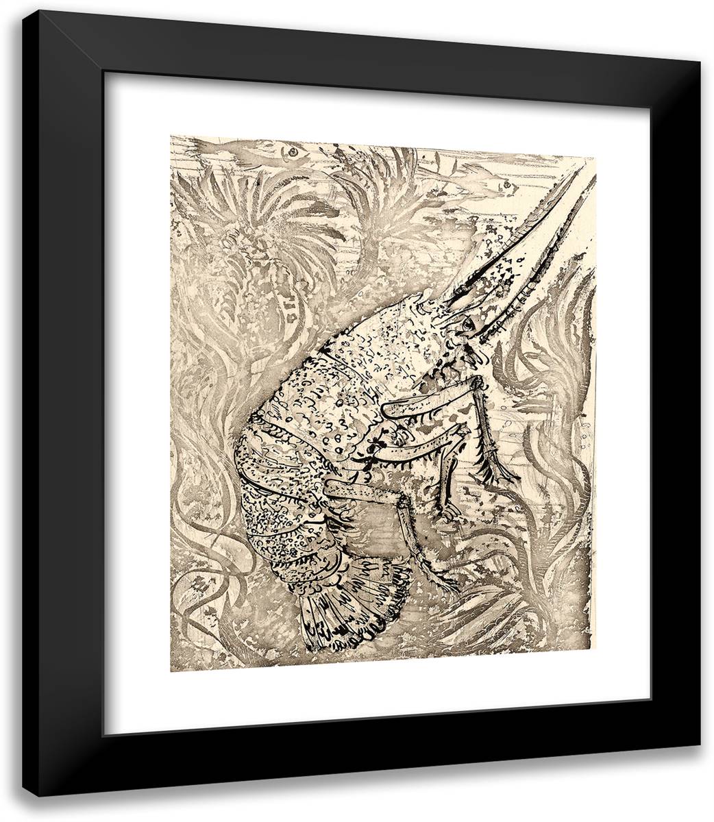 The Lobster, from Histoire Naturelle 20x23 Black Modern Wood Framed Art Print Poster by Picasso, Pablo