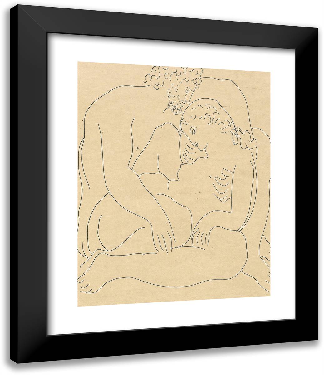 The Love of Jupiter and Semele (Third Plate), from Les Matamorphoses 20x24 Black Modern Wood Framed Art Print Poster by Picasso, Pablo