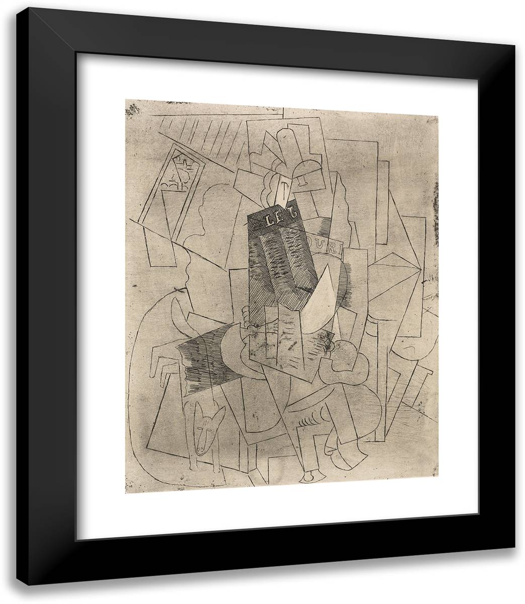 The Man with a Dog (Rue Schoelcher) 20x23 Black Modern Wood Framed Art Print Poster by Picasso, Pablo