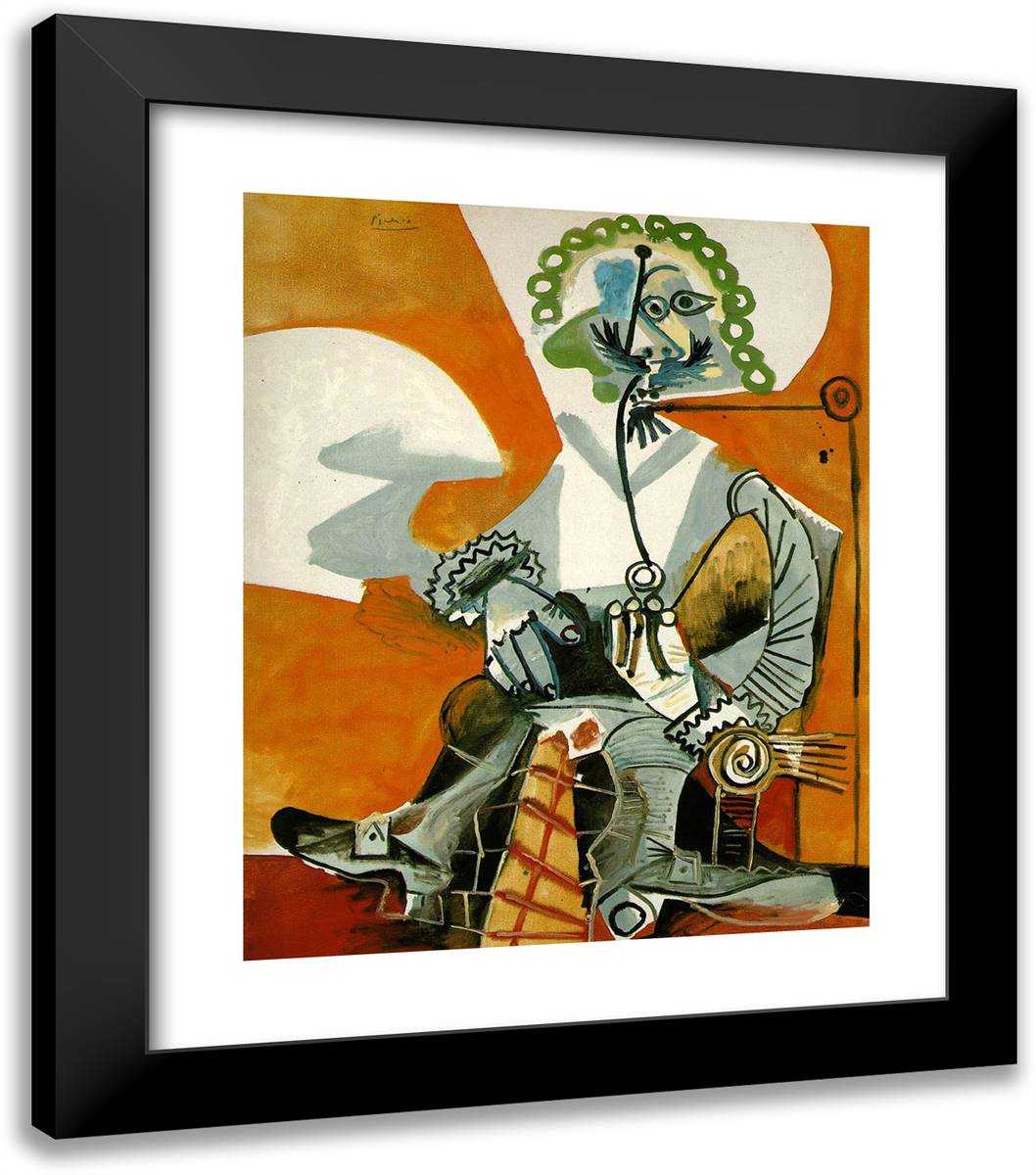 The Man with a Pipe 20x23 Black Modern Wood Framed Art Print Poster by Picasso, Pablo