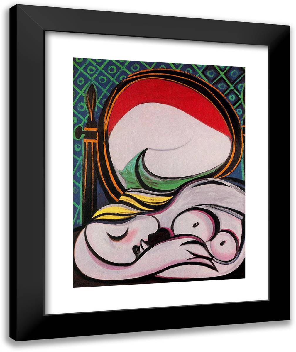 The Mirror 20x24 Black Modern Wood Framed Art Print Poster by Picasso, Pablo