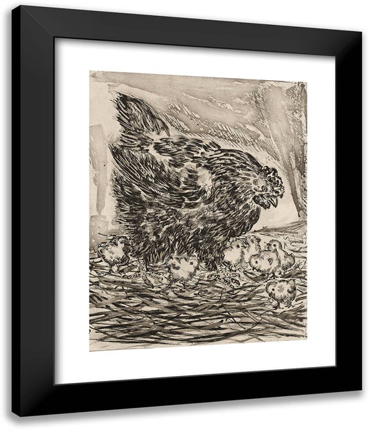 The Mother Hen, from Histoire Naturelle 20x24 Black Modern Wood Framed Art Print Poster by Picasso, Pablo