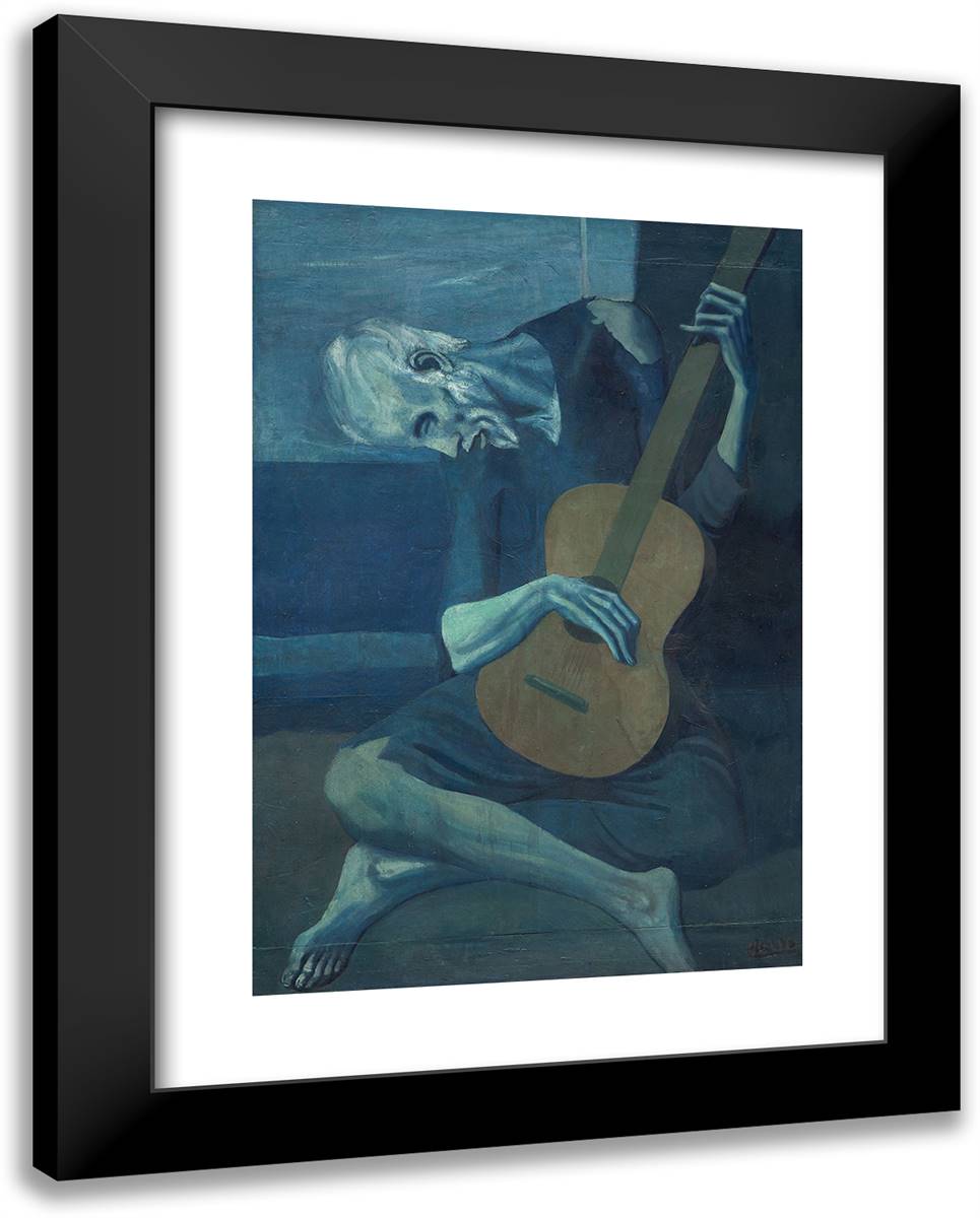 The Old Guitarist 19x24 Black Modern Wood Framed Art Print Poster by Picasso, Pablo