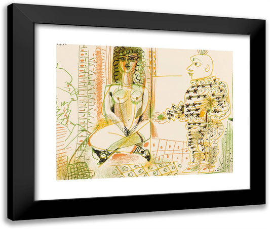 The Painter and His Model 24x20 Black Modern Wood Framed Art Print Poster by Picasso, Pablo