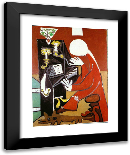 The Piano (Velazquez) 20x24 Black Modern Wood Framed Art Print Poster by Picasso, Pablo