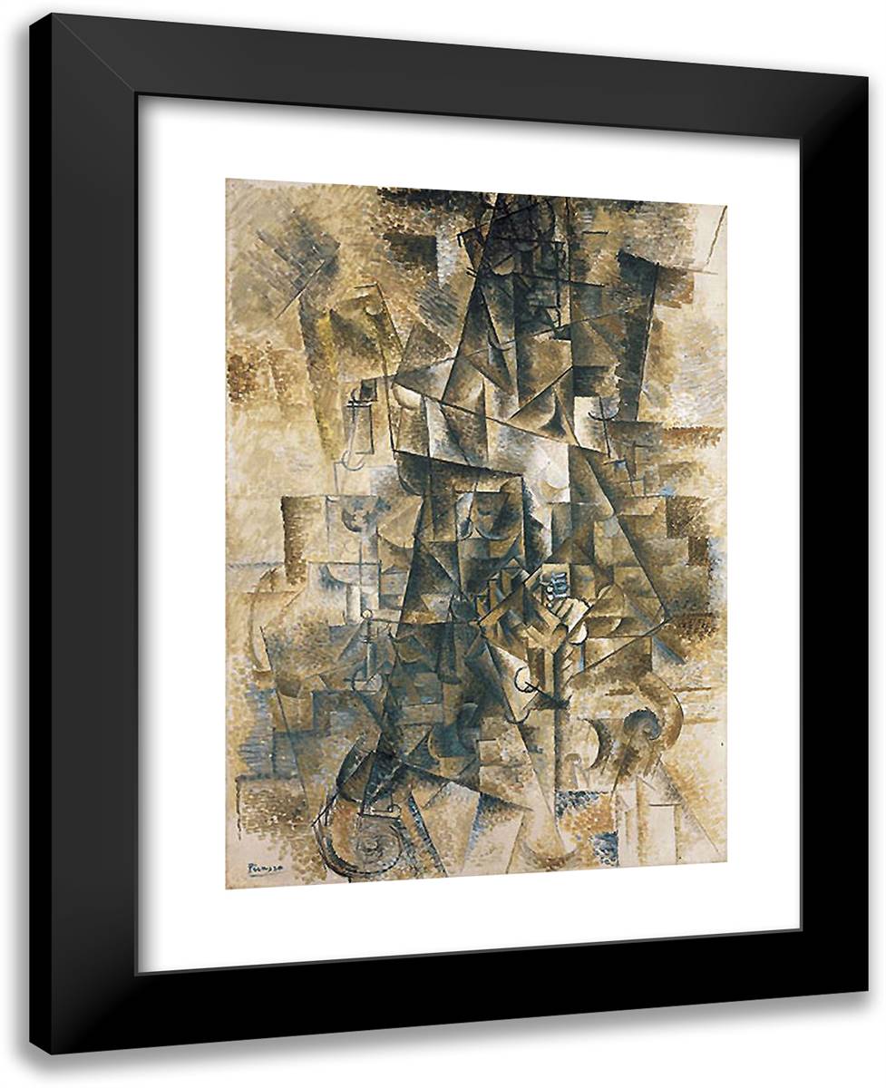 The Piano Accordionist 19x24 Black Modern Wood Framed Art Print Poster by Picasso, Pablo