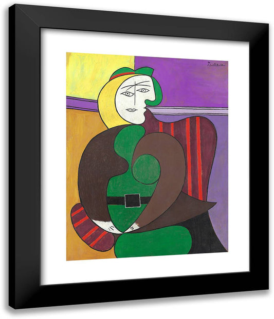 The Red Armchair 20x24 Black Modern Wood Framed Art Print Poster by Picasso, Pablo