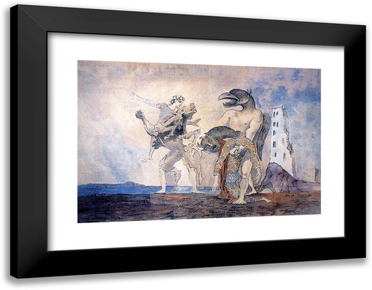 The Remains of Minotaur in a Harlequin Costume 24x19 Black Modern Wood Framed Art Print Poster by Picasso, Pablo