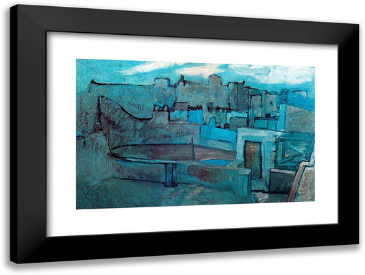 The Roofs of Barcelona 24x18 Black Modern Wood Framed Art Print Poster by Picasso, Pablo