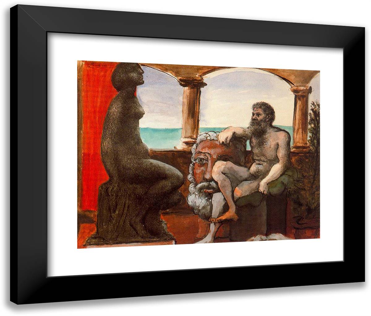 The Sculptor and His Statue 24x20 Black Modern Wood Framed Art Print Poster by Picasso, Pablo