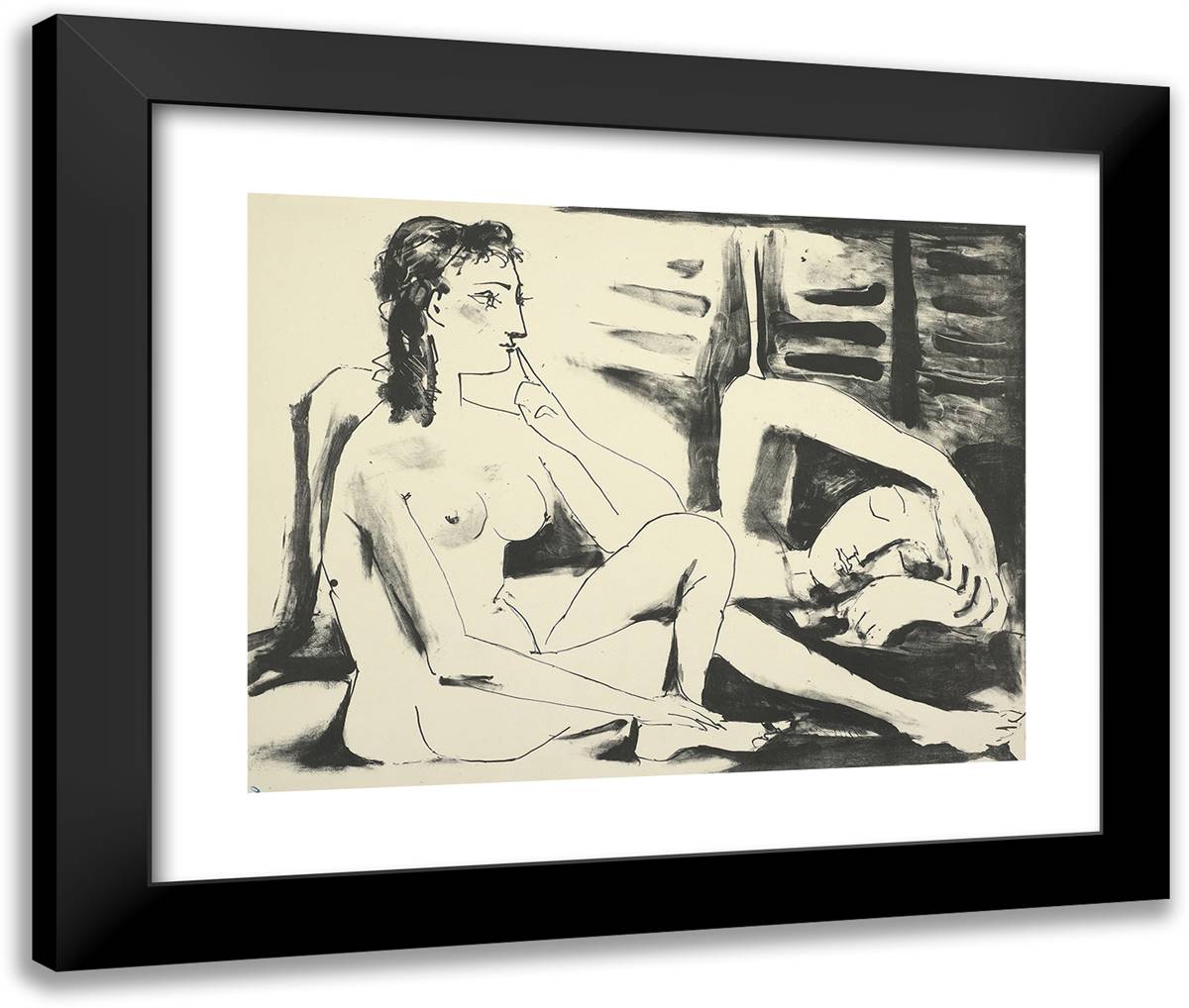 The Sleeping Woman 24x20 Black Modern Wood Framed Art Print Poster by Picasso, Pablo