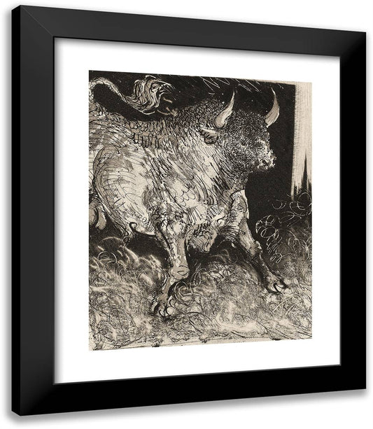 The Spanish Bull, from Histoire Naturelle 20x23 Black Modern Wood Framed Art Print Poster by Picasso, Pablo