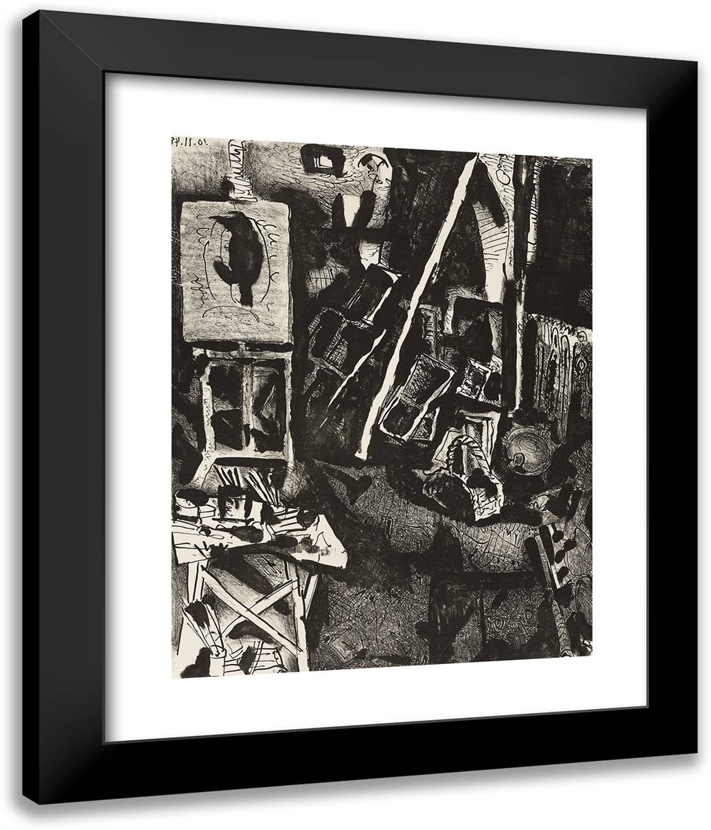 The Studio 20x24 Black Modern Wood Framed Art Print Poster by Picasso, Pablo