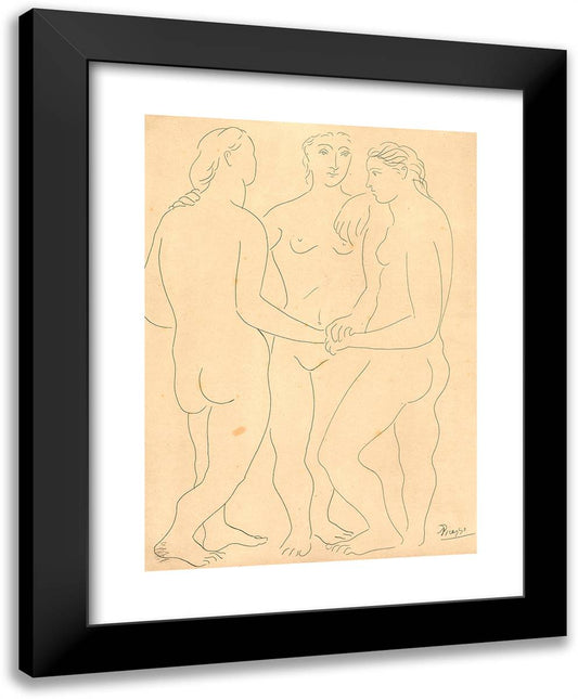 The Three Friends 19x24 Black Modern Wood Framed Art Print Poster by Picasso, Pablo