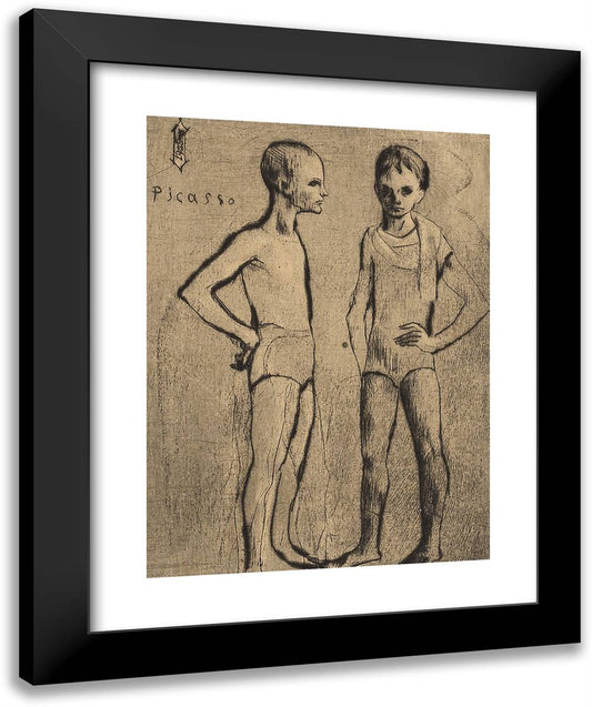 The Two Saltimbanques 20x24 Black Modern Wood Framed Art Print Poster by Picasso, Pablo