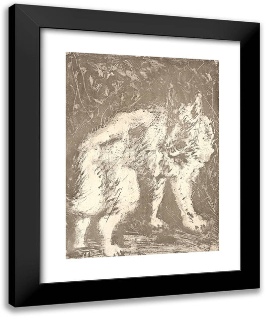 The Wolf, from Histoire Naturelle 20x24 Black Modern Wood Framed Art Print Poster by Picasso, Pablo