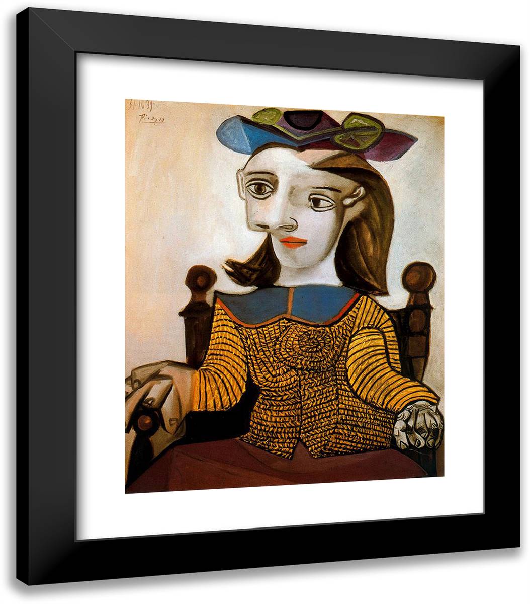 The Yellow Shirt (Dora Maar) 20x23 Black Modern Wood Framed Art Print Poster by Picasso, Pablo