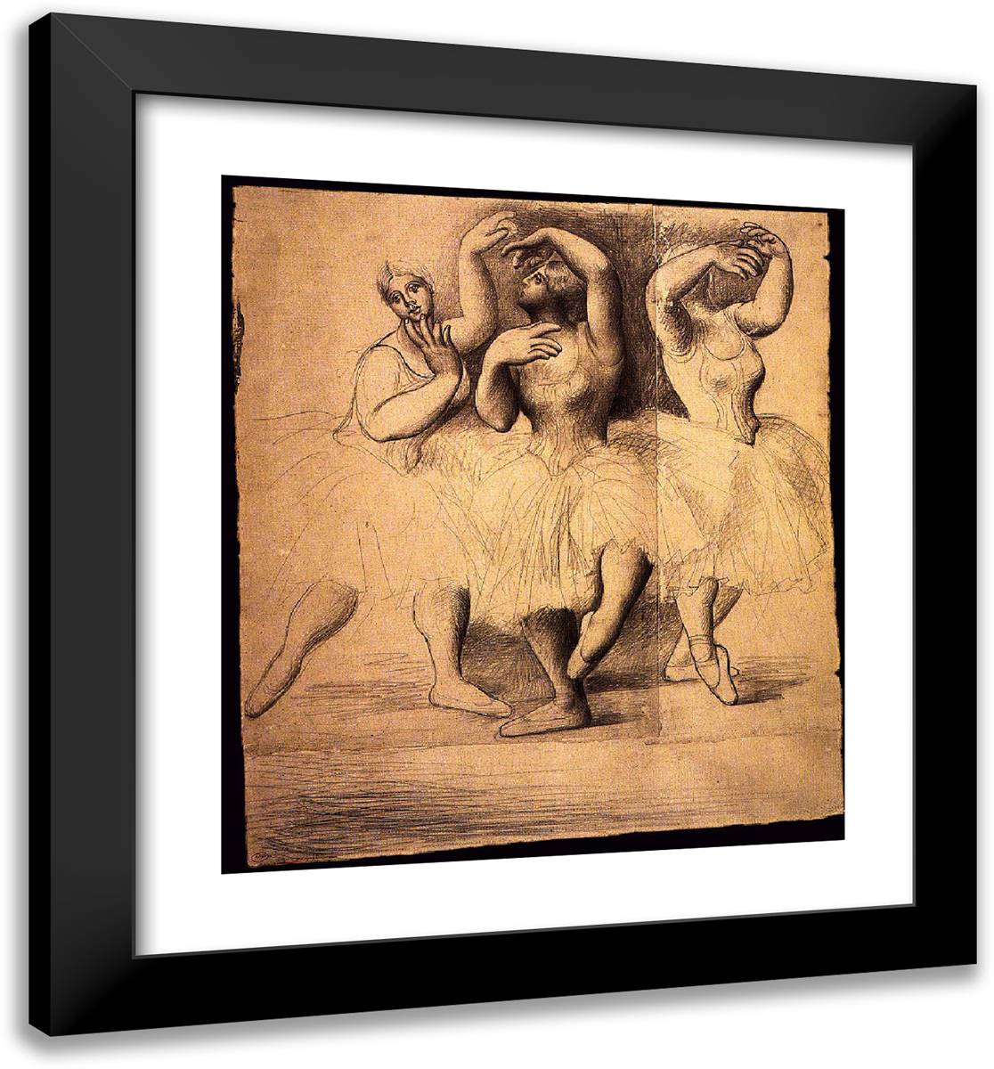 Three Dancers 20x22 Black Modern Wood Framed Art Print Poster by Picasso, Pablo