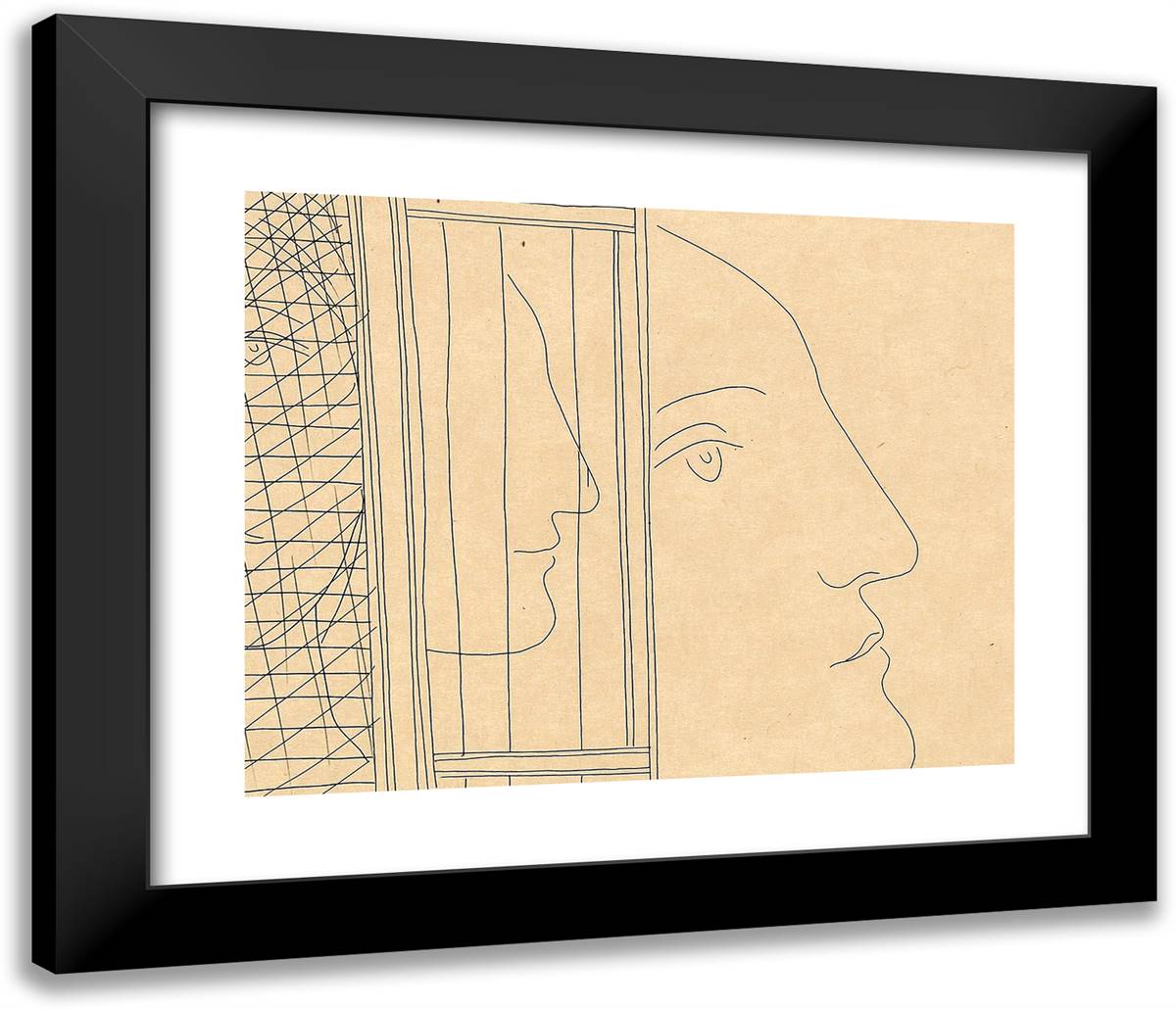 Three Fragments of Heads, from Les Matamorphoses 23x20 Black Modern Wood Framed Art Print Poster by Picasso, Pablo