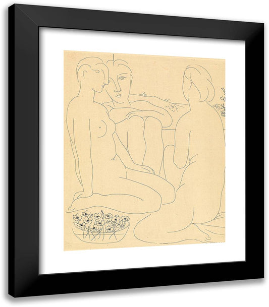 Three Nude Women and a Bowl of Anemones, from the Suite Vollard 20x23 Black Modern Wood Framed Art Print Poster by Picasso, Pablo