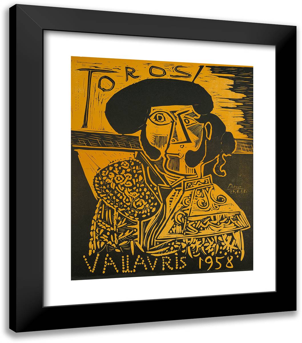 Toros-Vallauris 20x23 Black Modern Wood Framed Art Print Poster by Picasso, Pablo