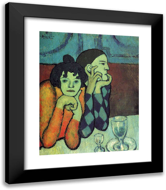 Two Acrobats (Harlequin and His Companion) 20x23 Black Modern Wood Framed Art Print Poster by Picasso, Pablo