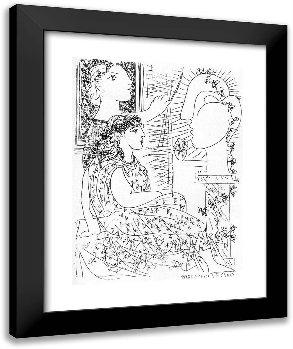 Two Dressed Models 20x24 Black Modern Wood Framed Art Print Poster by Picasso, Pablo