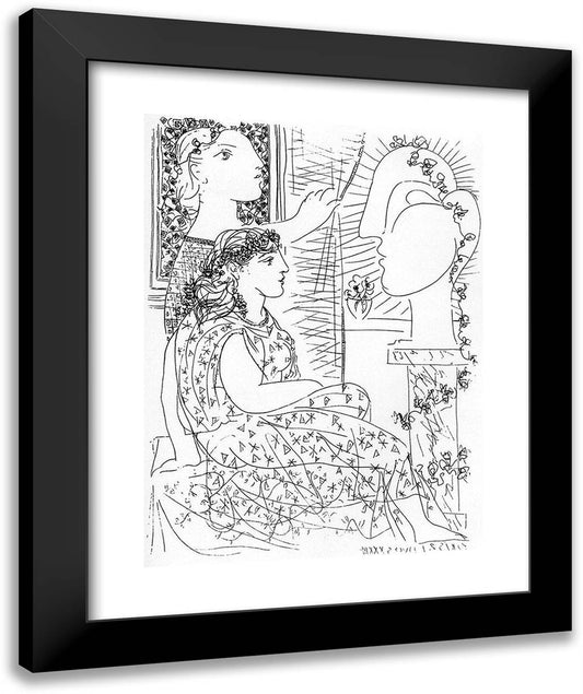 Two Dressed Models 20x24 Black Modern Wood Framed Art Print Poster by Picasso, Pablo