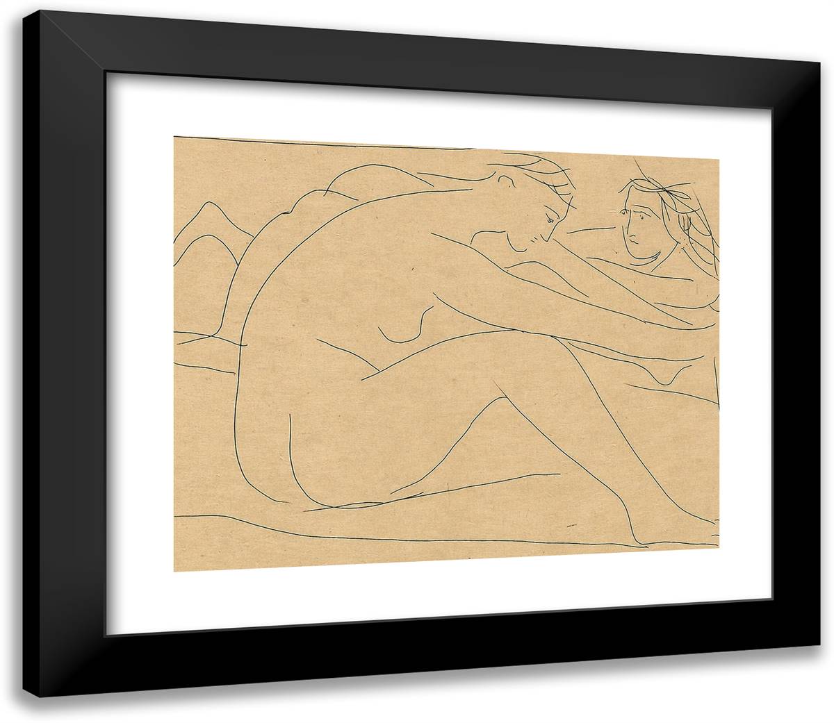 Two Female Nudes I, from Les Matamorphoses 23x20 Black Modern Wood Framed Art Print Poster by Picasso, Pablo