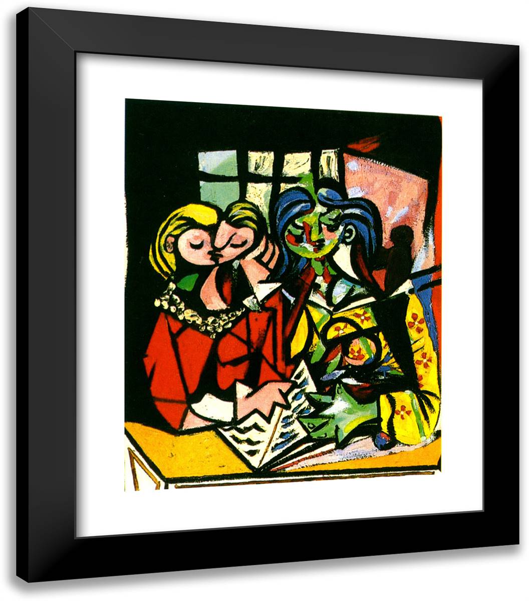 Two Figures 20x23 Black Modern Wood Framed Art Print Poster by Picasso, Pablo