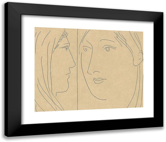 Two Heads of Women, from Les Matamorphoses 24x20 Black Modern Wood Framed Art Print Poster by Picasso, Pablo