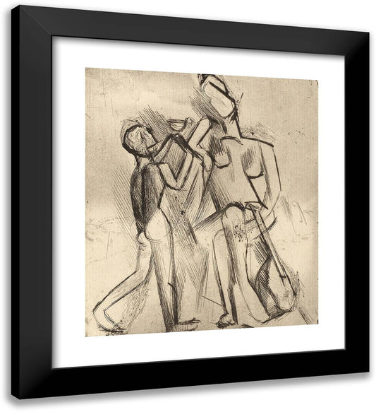 Two Nude Figures Woman with a Guitar and Boy with a Cup_4 20x22 Black Modern Wood Framed Art Print Poster by Picasso, Pablo