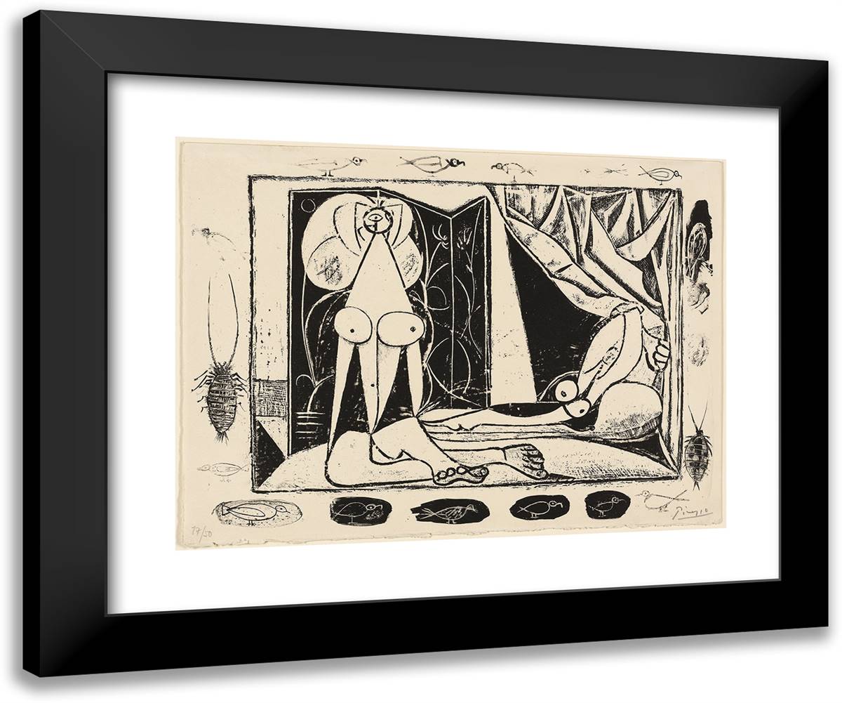 Two Nude Women 24x20 Black Modern Wood Framed Art Print Poster by Picasso, Pablo