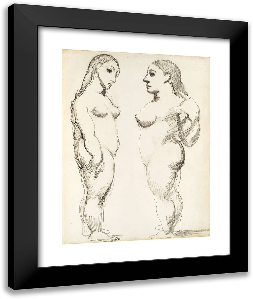 Two Nudes, Standing 20x24 Black Modern Wood Framed Art Print Poster by Picasso, Pablo