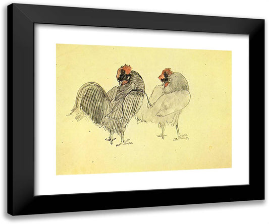 Two Roosters 24x20 Black Modern Wood Framed Art Print Poster by Picasso, Pablo