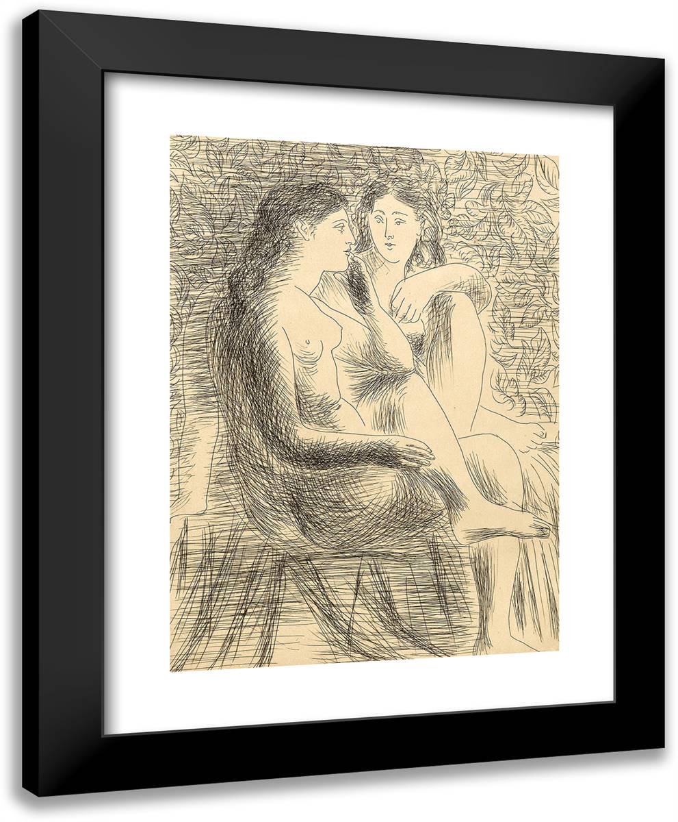 Two Seated Nudes 19x24 Black Modern Wood Framed Art Print Poster by Picasso, Pablo