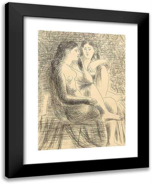 Two Seated Nudes 19x24 Black Modern Wood Framed Art Print Poster by Picasso, Pablo